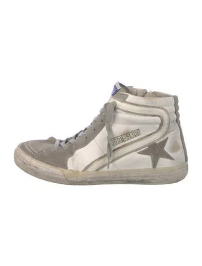 Pre-owned Golden Goose Leather Colorblock Pattern Sneakers In White