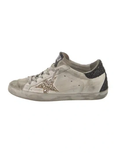 Pre-owned Golden Goose Leather Colorblock Pattern Sneakers In White