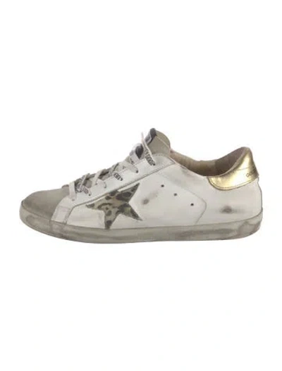 Pre-owned Golden Goose Leather Colorblock Pattern Sneakers In White