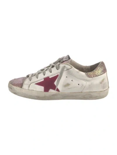 Pre-owned Golden Goose Leather Colorblock Pattern Sneakers In White