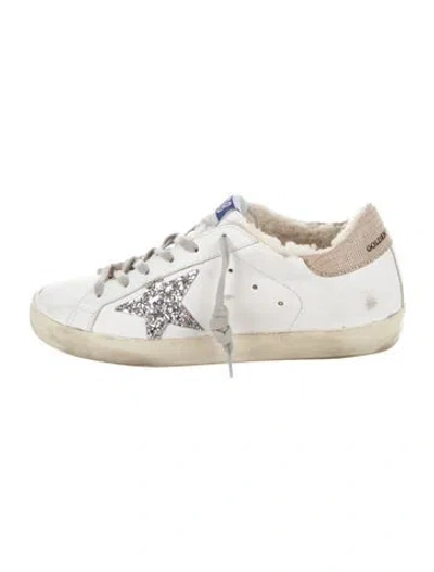 Pre-owned Golden Goose Leather Colorblock Pattern Sneakers In White