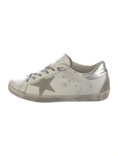 Pre-owned Golden Goose Leather Colorblock Pattern Sneakers In White