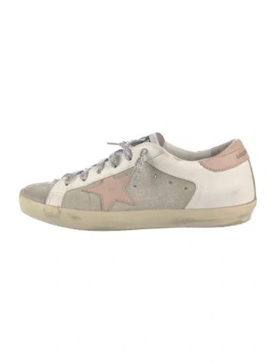Pre-owned Golden Goose Leather Colorblock Pattern Sneakers In White