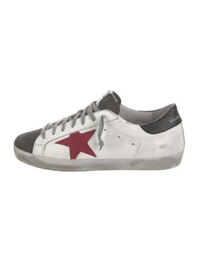 Pre-owned Golden Goose Leather Colorblock Pattern Sneakers In White