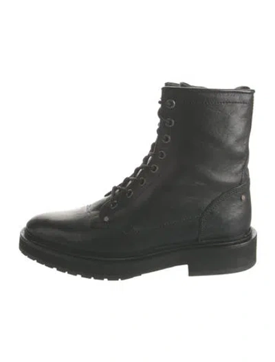 Pre-owned Golden Goose Leather Combat Boots In Black