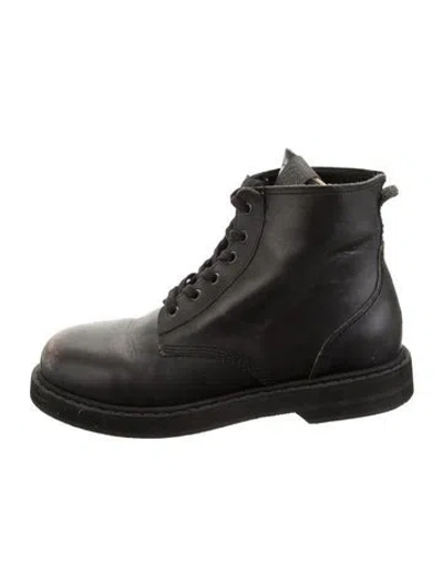 Pre-owned Golden Goose Leather Combat Boots In Black