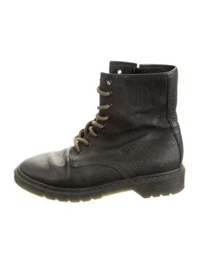 Pre-owned Golden Goose Leather Combat Boots In Black