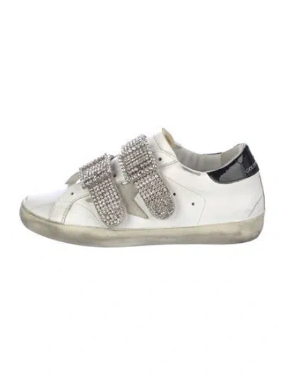 Pre-owned Golden Goose Leather Crystal Embellishments Sneakers In White