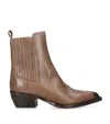Golden Goose Leather Debbie Beatles Ankle Boots In Beige