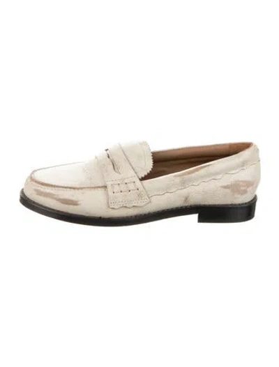 Pre-owned Golden Goose Leather Distressed Accents Loafers In Neutrals/white