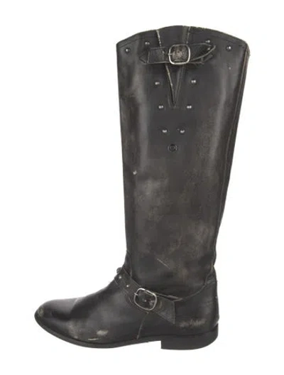 Pre-owned Golden Goose Leather Distressed Accents Riding Boots In Brown