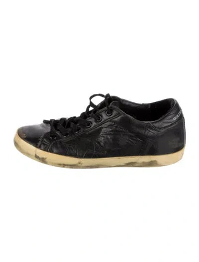Pre-owned Golden Goose Leather Distressed Accents Sneakers In Black