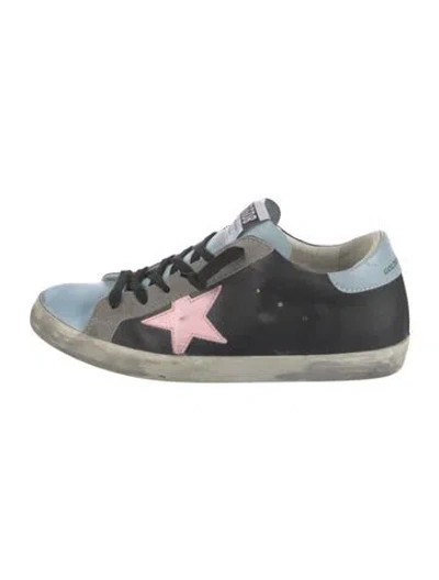 Pre-owned Golden Goose Leather Distressed Accents Sneakers In Blue
