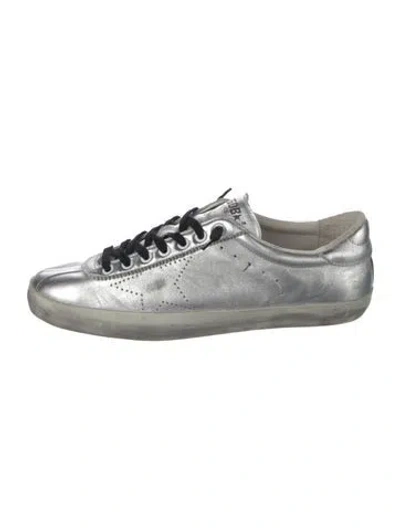 Pre-owned Golden Goose Leather Distressed Accents Sneakers In Silver