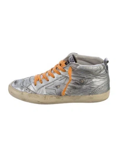 Pre-owned Golden Goose Leather Distressed Accents Sneakers In Silver