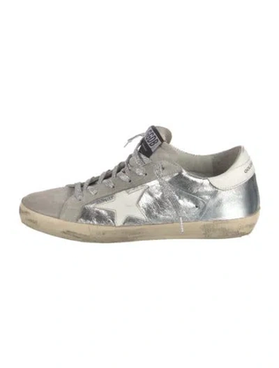 Pre-owned Golden Goose Leather Distressed Accents Sneakers In Silver