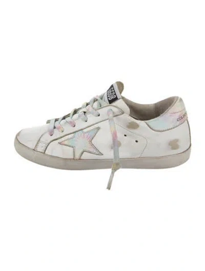 Pre-owned Golden Goose Leather Distressed Accents Sneakers In Silver