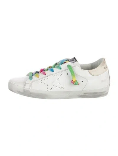 Pre-owned Golden Goose Leather Distressed Accents Sneakers In White