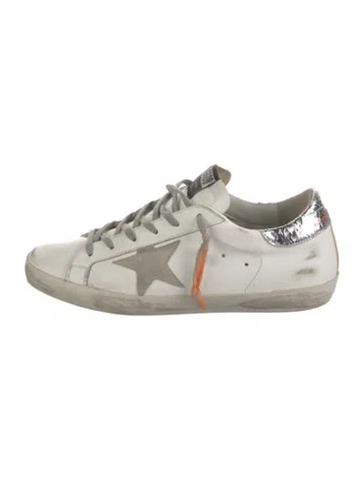 Pre-owned Golden Goose Leather Distressed Accents Sneakers In White