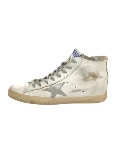 Pre-owned Golden Goose Leather Distressed Accents Sneakers In White