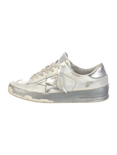 Pre-owned Golden Goose Leather Distressed Accents Sneakers In White
