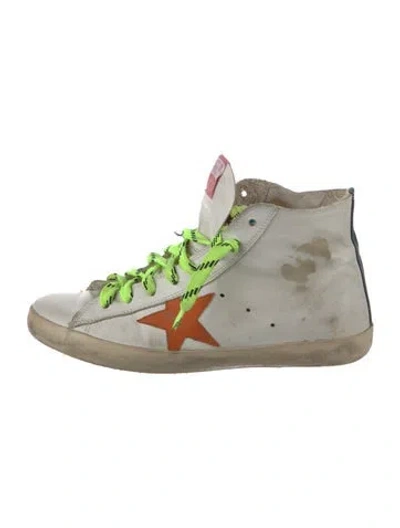 Pre-owned Golden Goose Leather Distressed Accents Sneakers In White