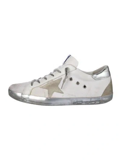 Pre-owned Golden Goose Leather Distressed Accents Sneakers In White