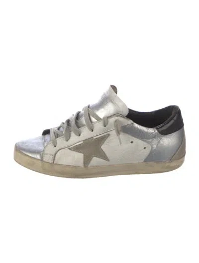 Pre-owned Golden Goose Leather Distressed Accents Sneakers In White