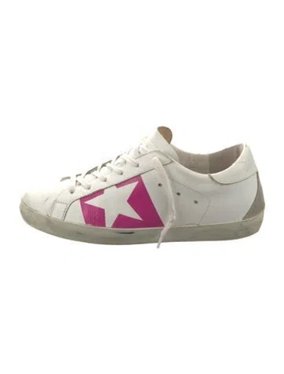 Pre-owned Golden Goose Leather Distressed Accents Sneakers In White