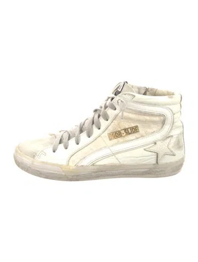 Pre-owned Golden Goose Leather Distressed Accents Sneakers In White