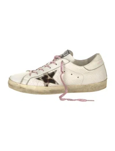 Pre-owned Golden Goose Leather Distressed Accents Sneakers In White