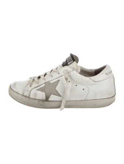 Pre-owned Golden Goose Leather Distressed Accents Sneakers In White