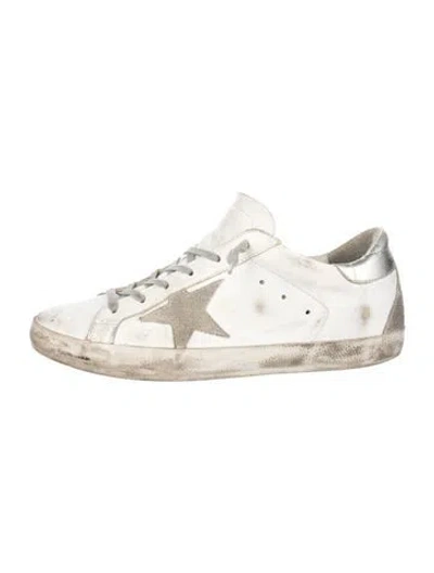 Pre-owned Golden Goose Leather Distressed Accents Sneakers In White