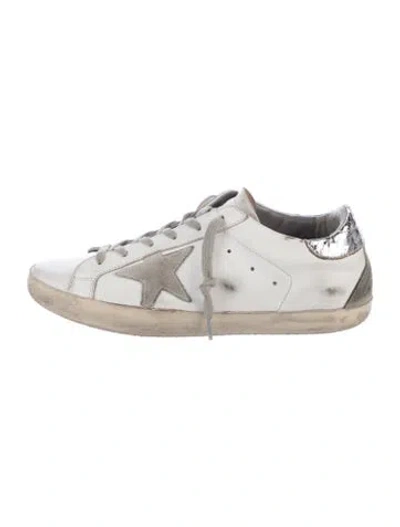 Pre-owned Golden Goose Leather Distressed Accents Sneakers In White