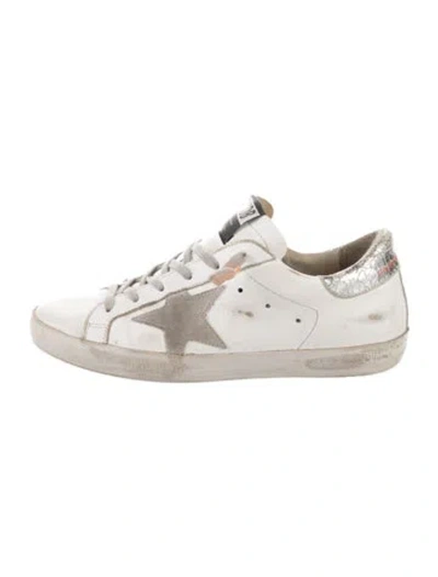Pre-owned Golden Goose Leather Distressed Accents Sneakers In White