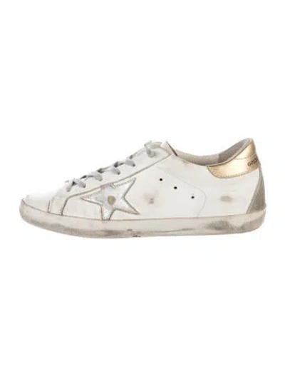 Pre-owned Golden Goose Leather Distressed Accents Sneakers In White