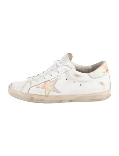 Pre-owned Golden Goose Leather Distressed Accents Sneakers In White