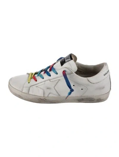 Pre-owned Golden Goose Leather Distressed Accents Sneakers In White