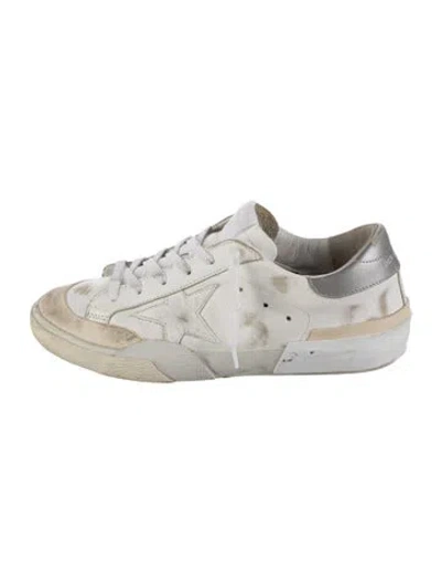 Pre-owned Golden Goose Leather Distressed Accents Sneakers In White