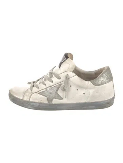 Pre-owned Golden Goose Leather Distressed Accents Sneakers In White