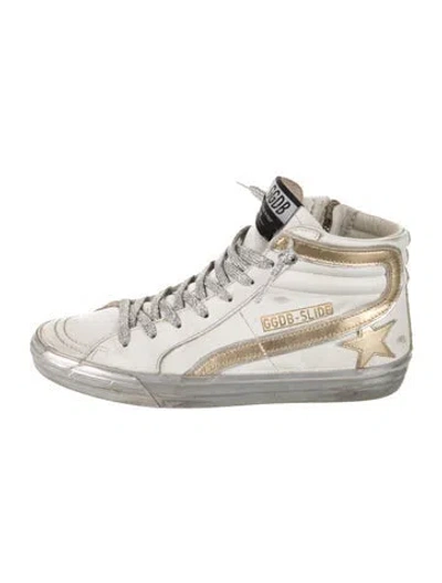 Pre-owned Golden Goose Leather Distressed Accents Sneakers In White