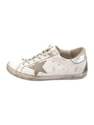 Pre-owned Golden Goose Leather Distressed Accents Sneakers In White