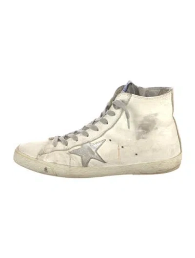 Pre-owned Golden Goose Leather Distressed Accents Sneakers In White