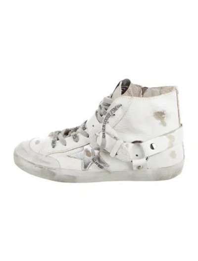 Pre-owned Golden Goose Leather Distressed Accents Wedge Sneakers In White