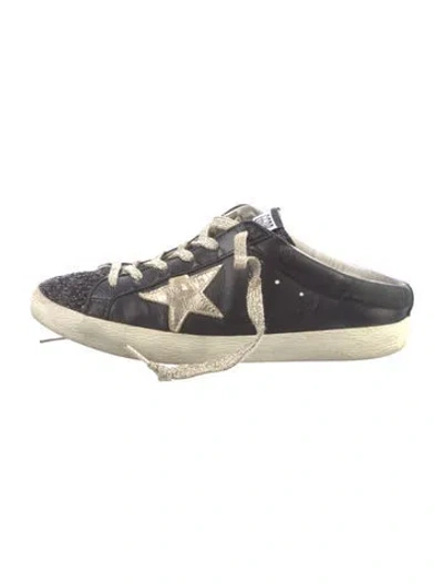 Pre-owned Golden Goose Leather Floral Print Mules In Black