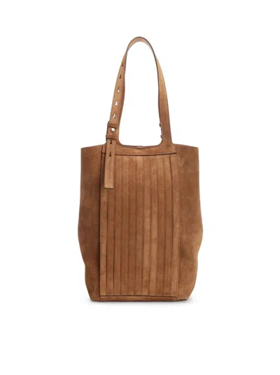 Golden Goose Leather Fringed Tote Bag In Brown