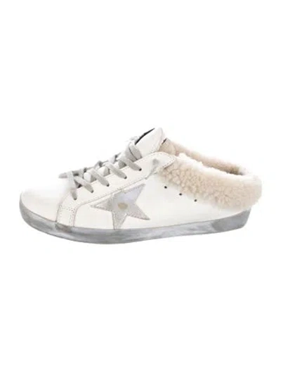 Pre-owned Golden Goose Leather Fur Trim Sneakers In White