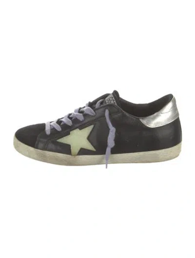 Pre-owned Golden Goose Leather Glitter Accents Sneakers In Black