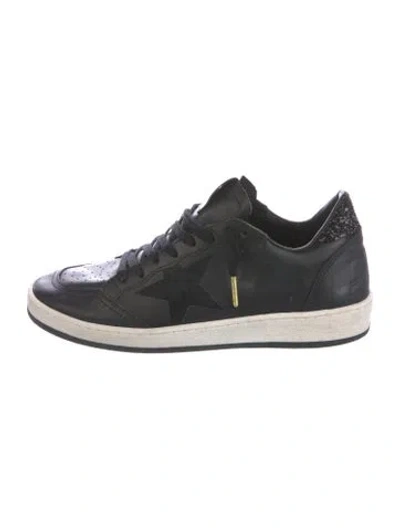 Pre-owned Golden Goose Leather Glitter Accents Sneakers In Black