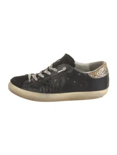 Pre-owned Golden Goose Leather Glitter Accents Sneakers In Multi